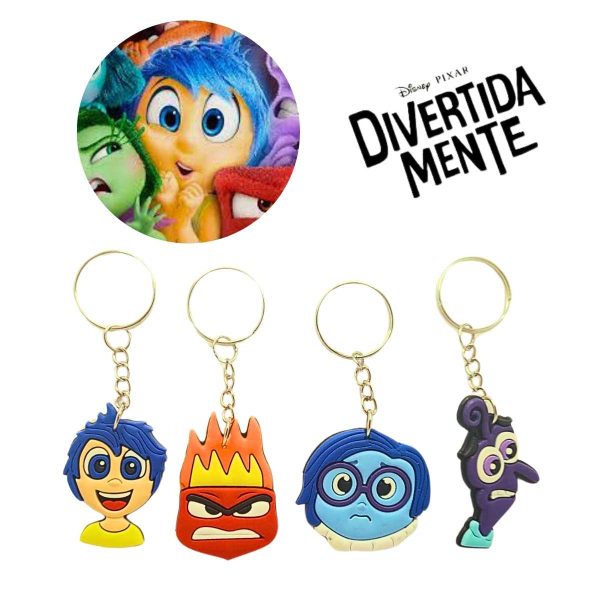 Chaveiro Divertidamente  Chaveiro dos personagens: Alegria, Raiva, Medo, Tristeza.