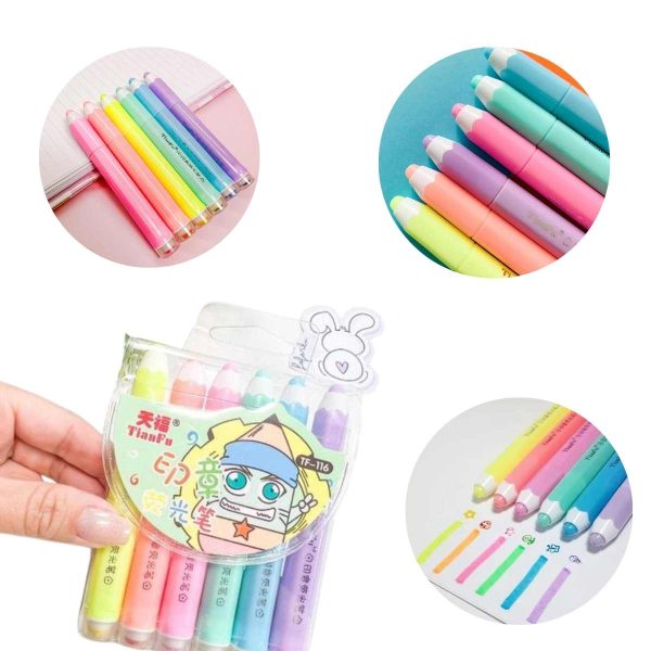 Kit De MarcaTexto Em Formato De Lapis Com Carimbo