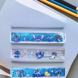 Régua Acrílica Stitch com Glitter 20cm
