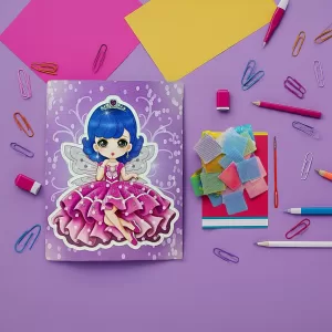 Kit de Pintura em Tecido Princesa Cabelo Azul Fofa