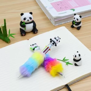 Caneta 6 Cores com Pom Pom de Panda