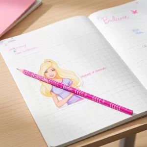 Lápis Grafite HB Escolar Barbie Teen Pink com Nome Prata - Edição Exclusiva