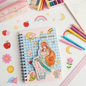Bloquinho de Anotações Menina Coreana Fofa Kawaii Honey Baby