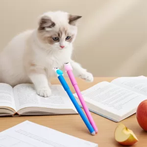 Lápis Infinito em Formato de Gatinho com Novelo de Lã