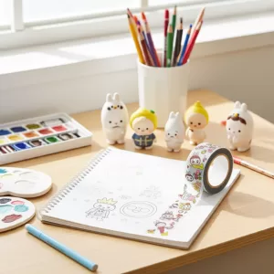 Fita Decorativa Adesiva Labubu com Glitter