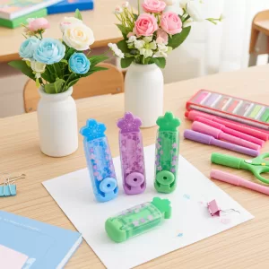 Borracha Escolar Retrátil Flor Kawaii