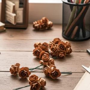 Flor Papel 1,5cm Marrom 24 Pétalas