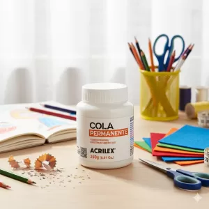 Cola Permanente Acrilex 250g - Adesivo Reposicionável para Artesanato