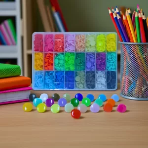 Estojo Profissional com 360 Botões Ritas Tic Tac de Pressão de Plástico (24 Cores)