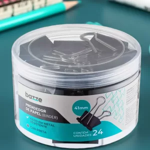 Prendedor de Papel 41mm Preto 24unid