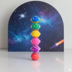 Marca Texto Empilhável Astronauta Kawaii – Torre com 5 Cores