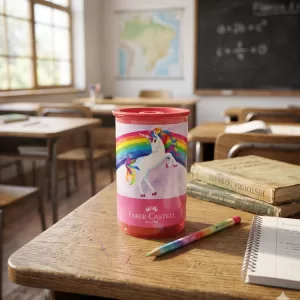 Apontador Faber-Castell com Depósito de Unicórnio Fofo