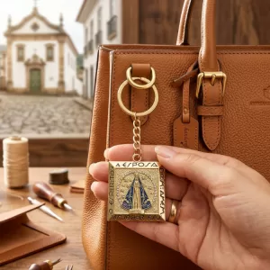 Chaveiro Dourado Nossa Sra. Aparecida Quadrado Nicho