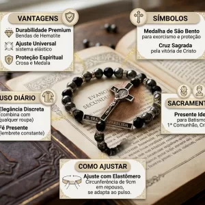 Pulseira de Hematita e São Bento