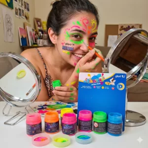 Kit Pintura Facial Pintakara Neon (6 Cores) + Pincel Gliart