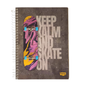 Caderno Universitário 15 Matérias 300 Folhas Baag - Keep Kalm and Skate On Espiral Volta às Aulas