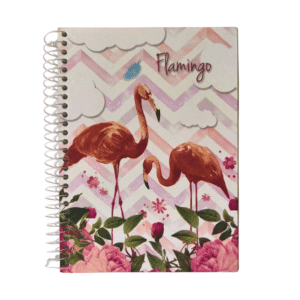 Caderno Universitário 15 Matérias 300 Folhas Baag - Branco Flamingo Espiral Volta às Aulas