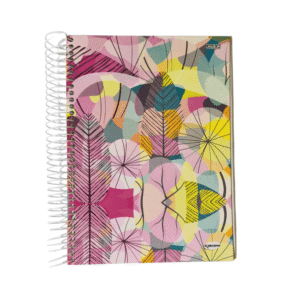 Caderno Universitário 20 Matérias 400 Páginas São Domingos - Foliage Geométrico Rosa Espiral Volta às Aulas