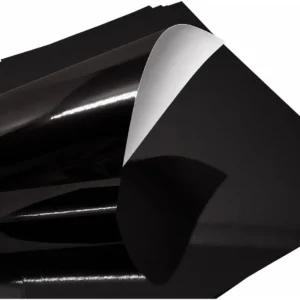 Papel Laminado Brilho 48x60cm Cor Preto - Folha Metalizada (Verso Branco) para Presentes, Festas, Artesanato e Origami