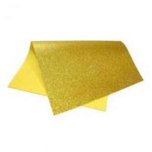 EVA com Glitter LeoArte 40x48cm 1,6mm Cor Ouro Claro - Placa de EVA Brilho para Artesanato, Tiaras, Fantasias e Festas