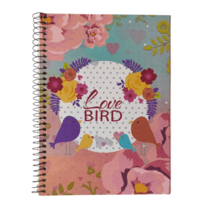 Caderno Universitário A4 1 Matéria 80 Folhas Máxima Cadernos - Birds & Flowers 2 Espiral