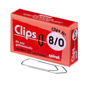 Clipes para Papel Nº 8/0 Galvanizado Spiral Caixa 25 Un